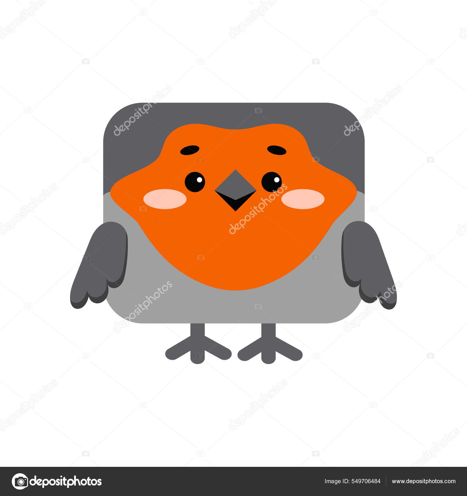 正方形森林知更鸟动物脸图标隔离在白色背景下. 图库矢量图©Baldezh 549706484, image size:1600x1700