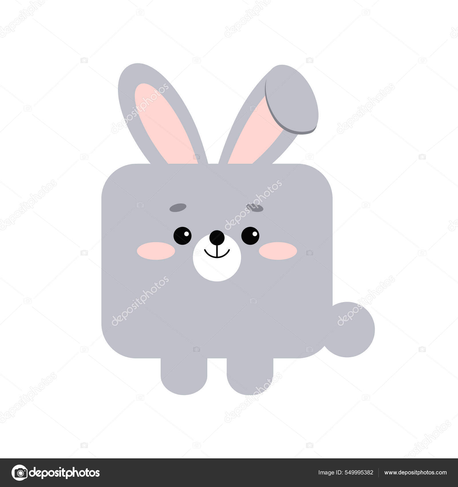 Cute Rabbit Bunny Face In Kawaii Style Vector Clip Art Stock