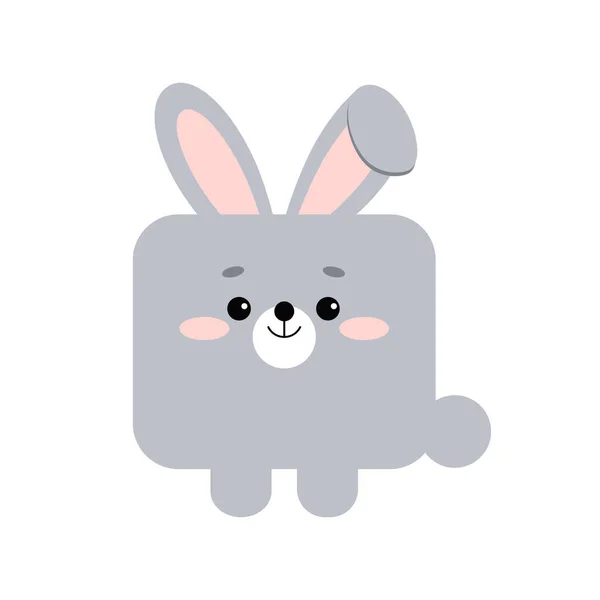 Forêt de lapin carré visage animal avec pattes icône isolé sur fond blanc. — Image vectorielle