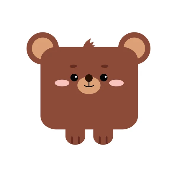 Cara animal de floresta de urso quadrado com ícone de patas isolado. — Vetor de Stock