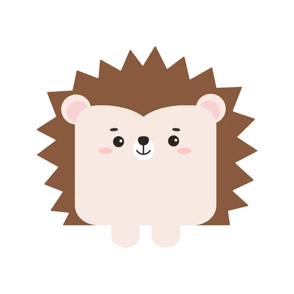 Cara de animal de bosque de erizo cuadrado con icono de patas aisladas sobre fondo blanco. — Vector de stock