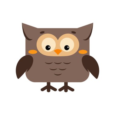 Kare baykuş ormanı hayvan yüzü simgesi beyaz arkaplanda izole.