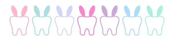 Lapin de Pâques dents de lapin icône dentaire mis isolé sur fond blanc. — Image vectorielle