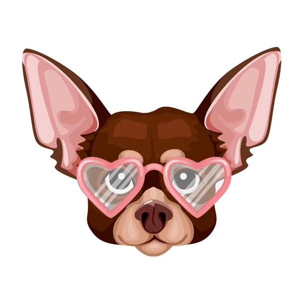 ハート型のメガネをかけたかわいいおもちゃのテリア犬 ポストカードを印刷します ベクターイラスト — ストックベクタ