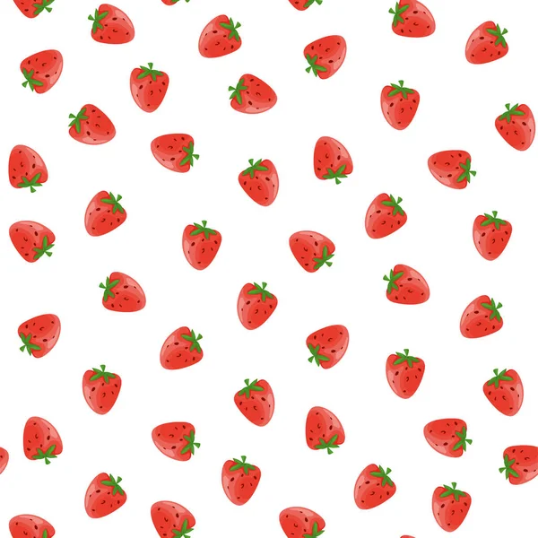 Seamless Pattern Cute Cartoon Strawberries Flat Style Vector Suitable Design — Stock Vector