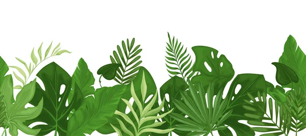 Tropical Seamless Border Pattern Palm Leaves Design Postcards Invitations Textiles — Διανυσματικό Αρχείο