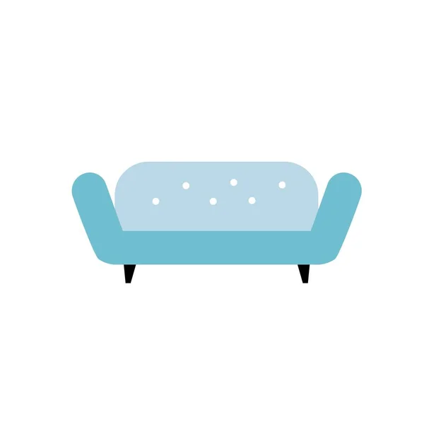 Sofa kartun datar, ruang tamu interior elemen untuk vektor kenyamanan rumah konsep - Stok Vektor