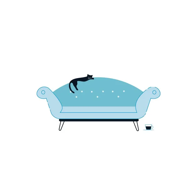 Flat cartoon sofa,living room interior elements for home life comfort vector illustration concept — Stock Vector