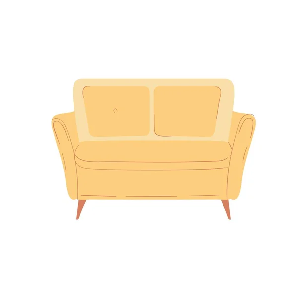 Kartun datar dua kursi sofa, ruang tamu interior elemen untuk rumah hidup nyaman vektor konsep ilustrasi - Stok Vektor