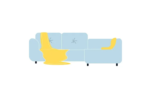 Flat kartun sofa sectional, ruang interior elemen untuk rumah hidup nyaman vektor konsep ilustrasi - Stok Vektor