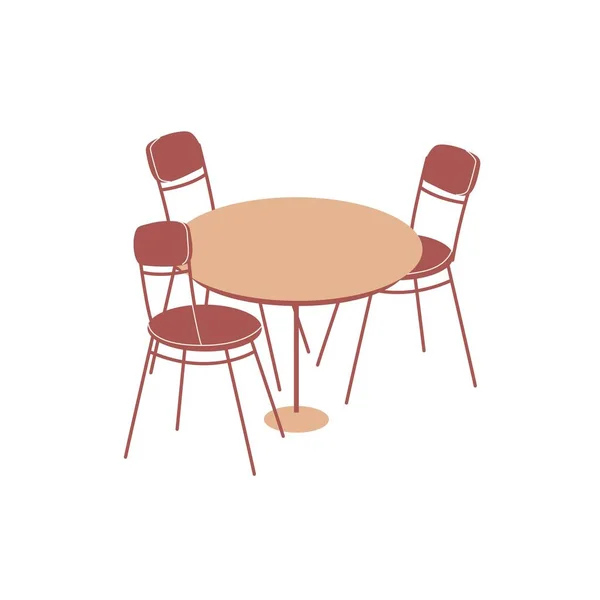 Mesa de desenhos animados plana e cadeiras, quarto elementos interiores para a vida em casa conceito de ilustração vetor conforto — Vetor de Stock