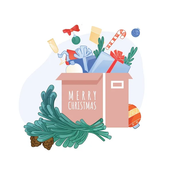 Merry Christmas gift present in box vector