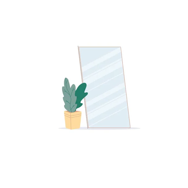 Specchio da terra piano cartone animato, elementi interni della stanza per la vita domestica concetto di illustrazione vettoriale comfort — Vettoriale Stock