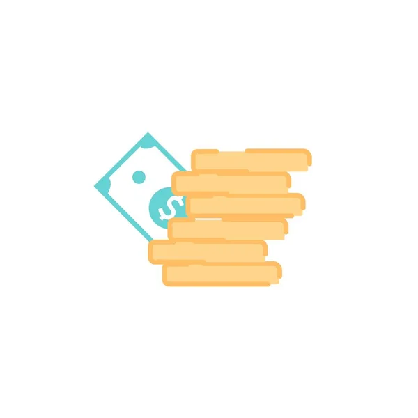 Dibujos animados planos dinero monedas de oro, vector concepto de ilustración — Vector de stock