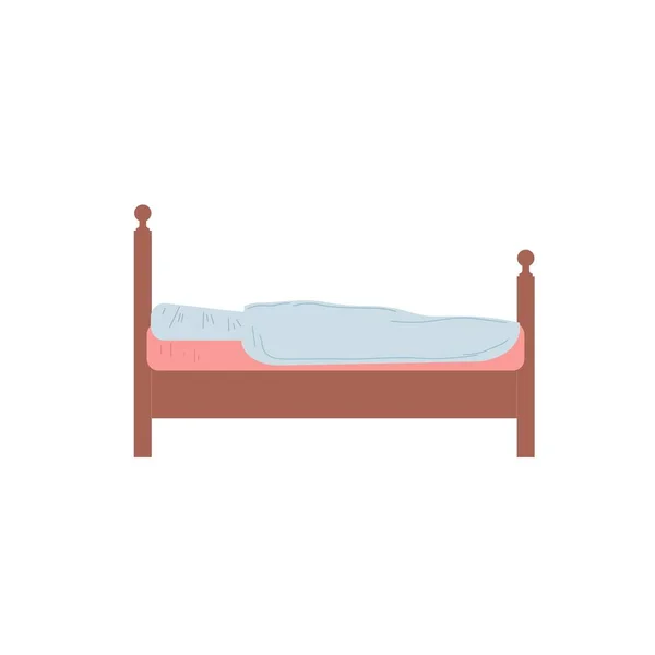 Плоская кровать мультфильма, элементы интерьера комнаты для векторной иллюстрации вектора комфорта домашней жизни — стоковый вектор