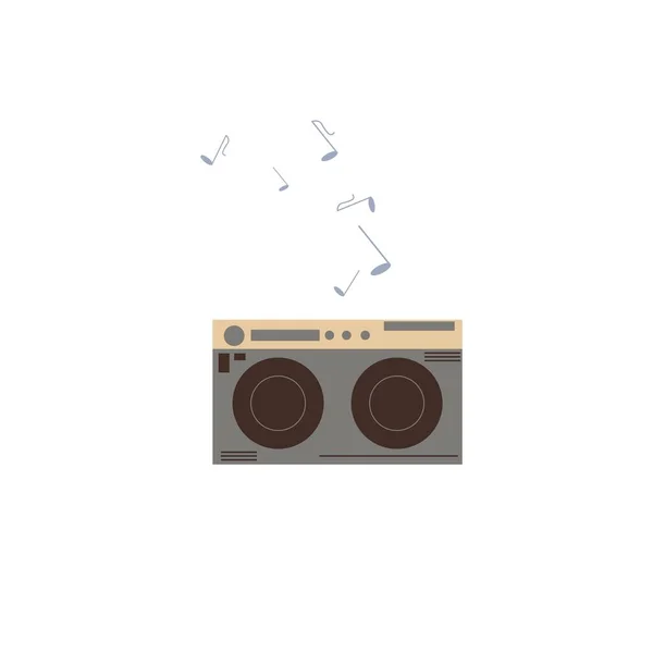 Flat cartoon music player boombox,electronic equipment home appliances vector illustration concept — Stock Vector