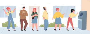 Agresif ruh hali içinde karakterlerin düz çizgi film kuyruğu, çatışma sahnesi vektör illüstrasyon kavramı