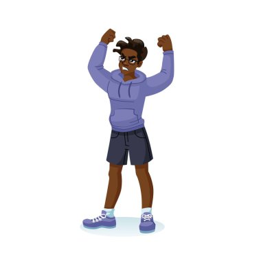 Düz çizgi film karakteri, çatışma sahnesi ve sosyal eşitsizlik vektörü illüstrasyon kavramı