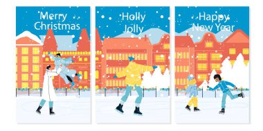 Noel ve yeni yıl tebrik kartı seti