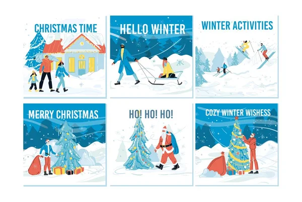 Noel zamanı ve kış etkinlik kartı seti