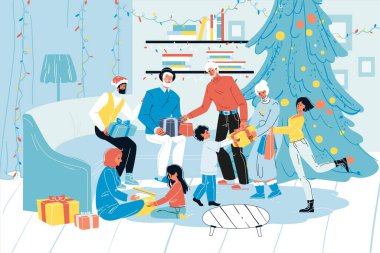 Mutlu aile Noel 'i ve yeni yılı kutluyor.