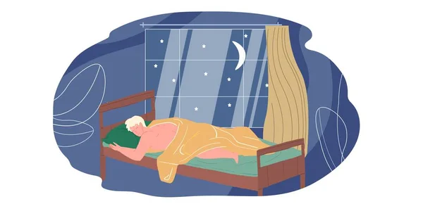 Flat cartoon sleeping character,healthy sleep vector illustration concept — Vettoriale Stock