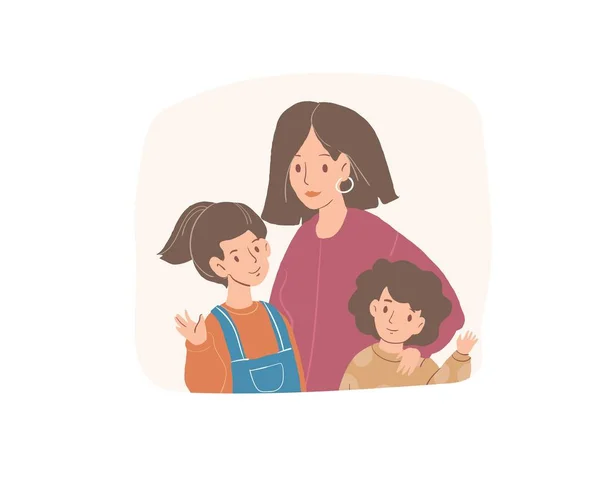 Flat cartoon happy family characters parent and kids,healthy family vector illustration concept — Stockový vektor