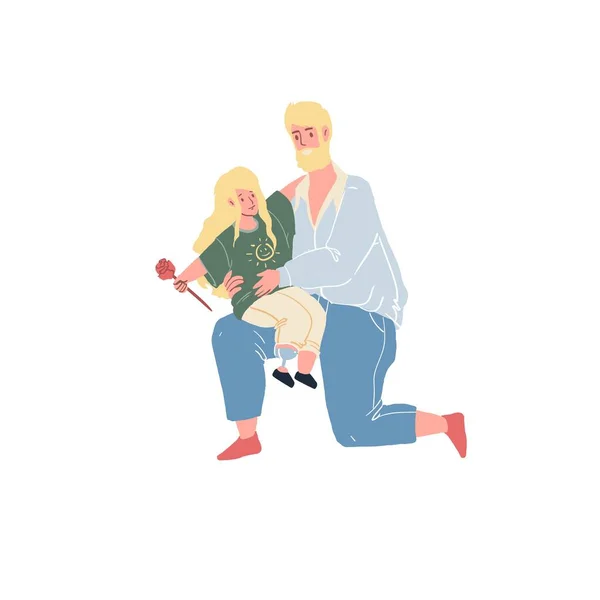 Ploché kreslené rodinné postavy dědeček a dítě, zdravý rodinný vektor ilustrační koncept — Stockový vektor
