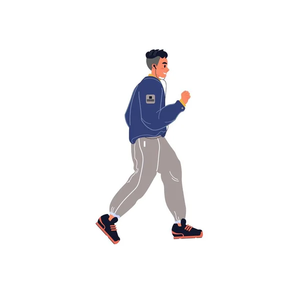Плоский мультфильм бегущий человек характер, спортивный здоровый образ жизни векторной иллюстрации концепции — стоковый вектор