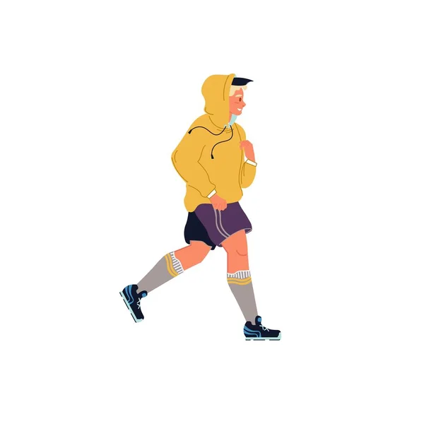 Flat cartoon running man character, sportovní zdravý životní styl vektor ilustrační koncept — Stockový vektor