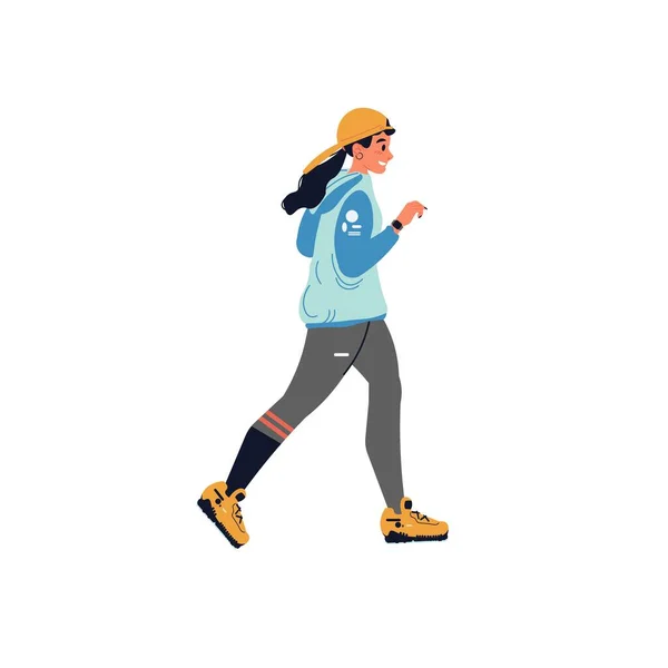 Flat cartoon running woman character,sporty healthy lifestyle vector illustration concept Royalty Free Stock Illustrations