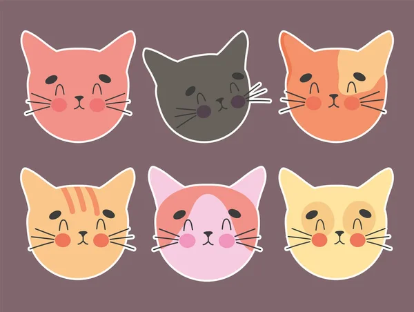 Adorables gatos cabezas — Archivo Imágenes Vectoriales