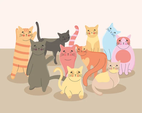 Adorável gatos ilustração — Vetor de Stock