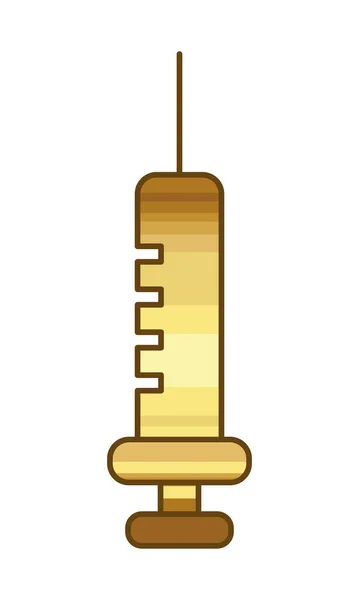 Imagen icono jeringa dorada — Vector de stock
