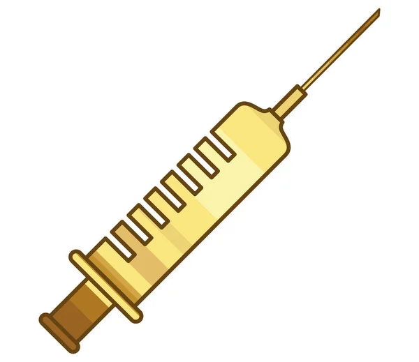 Golden medical syringe icon — Stock Vector