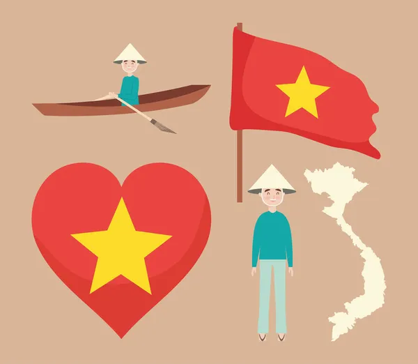 Vietnam ülke simgesi seti — Stok Vektör
