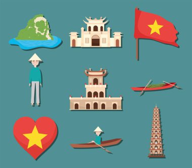 seyahat vietnam simgesi koleksiyonu