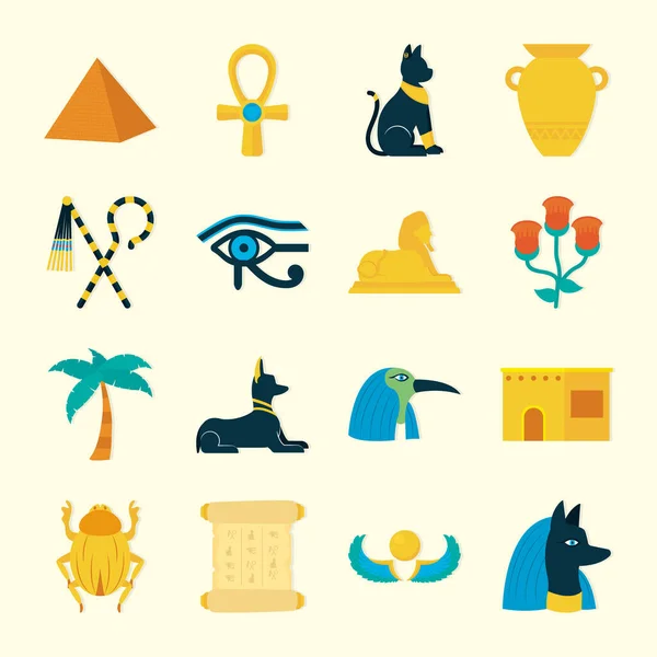 Ancient egypt icon set — Stock Vector