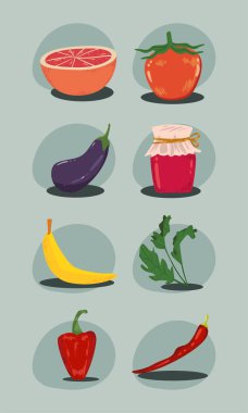 Sekiz market eşyası.