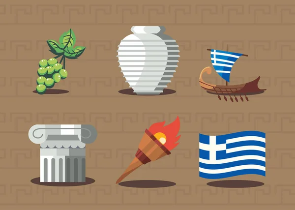6つのギリシャ語の項目 — ストックベクタ