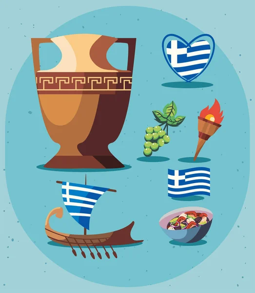 Επτά greece items — Διανυσματικό Αρχείο