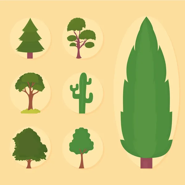 Kaktus och träd inställda — Stock vektor