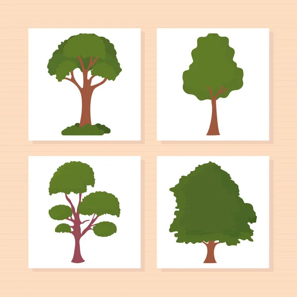 Groene bomen pictogrammenset — Stockvector