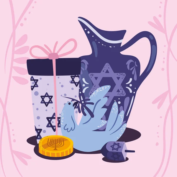 Belo cartaz hanukkah — Vetor de Stock