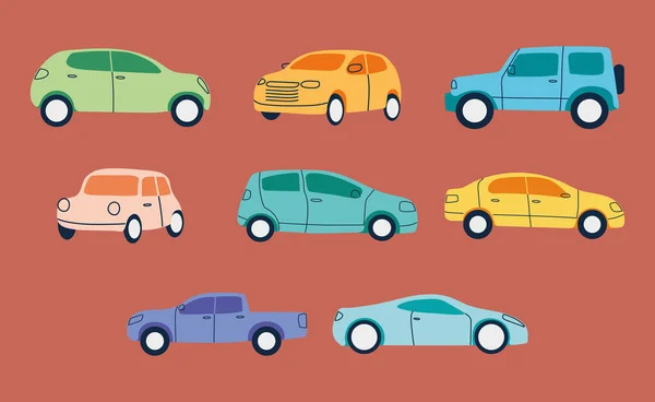 Разноцветные автомобили — стоковый вектор