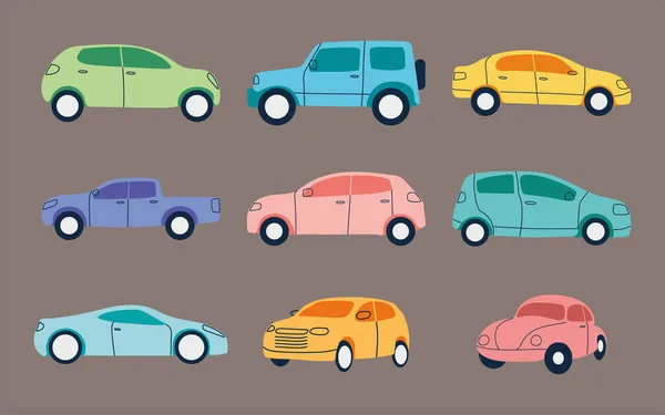 Conjunto de ícone carros coloridos — Vetor de Stock