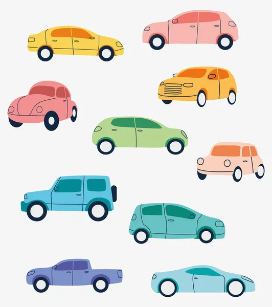 Desenho de carros coloridos — Vetor de Stock