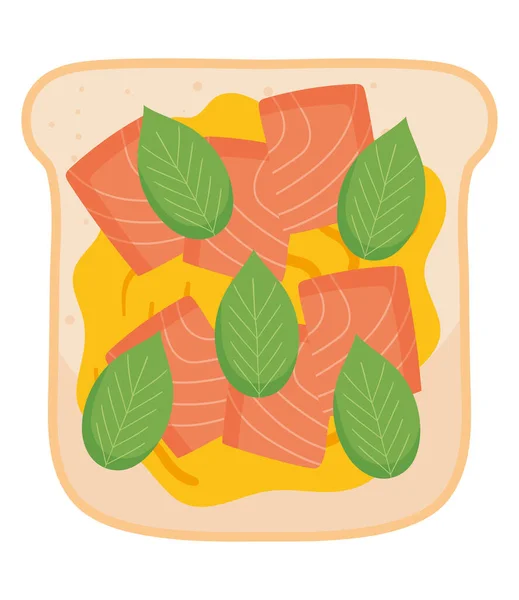 Salmon and spinach toast — Stock Vector
