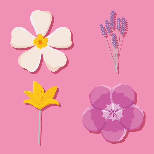 Schöne Blumen Icon Set — Stockvektor