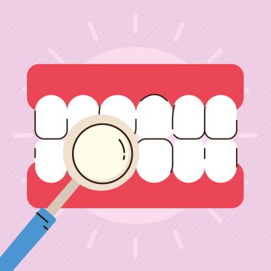 Ağız aynası dişleri gösteriyor.